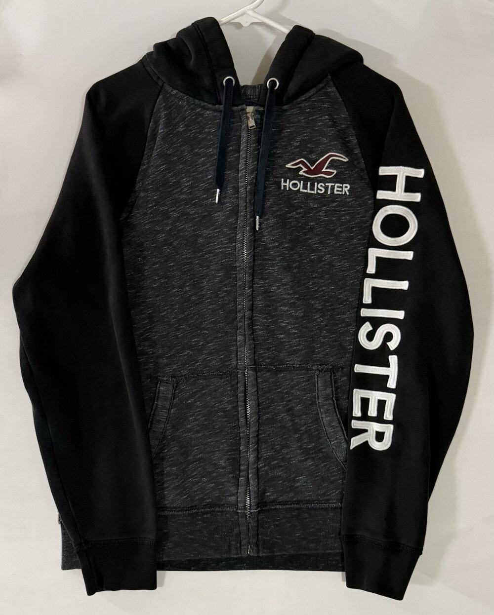 Hollister Zip Hoodie Colorblock Gray Black XL A156